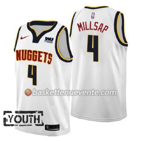 Maillot Basket Denver Nuggets Paul Millsap 4 2018-2019 Nike Blanc Swingman - Enfant